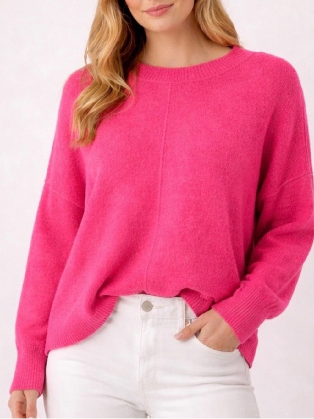 Vince Camuto Hot Pink Crewneck Sweater Oversized fit  Sz Medium